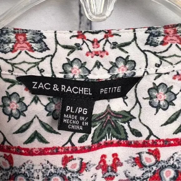 Zac & Rachel Womens Top Size Petite L white black salmon work wear metal tassel - Picture 15 of 16